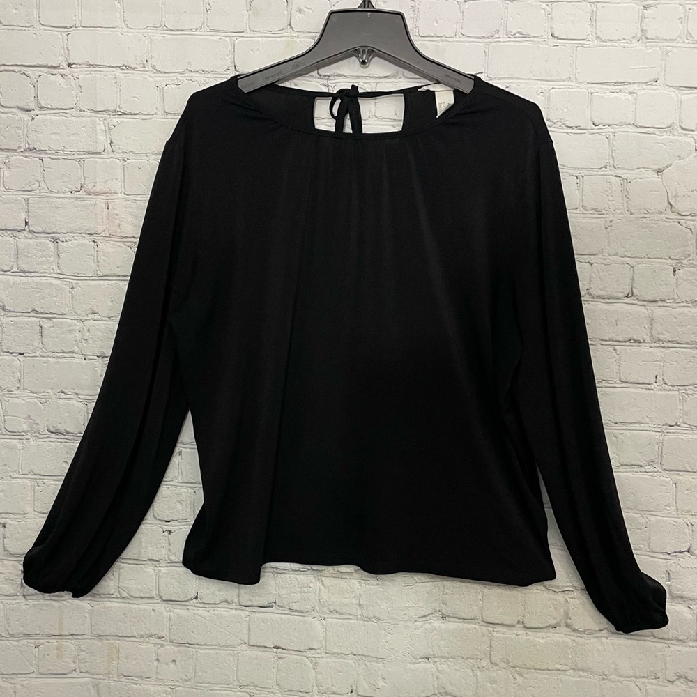 H&M Black Long Sleeve Casual Blouse Top Size: Medium